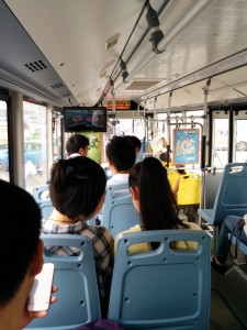 Taking public transit in Chengdu.